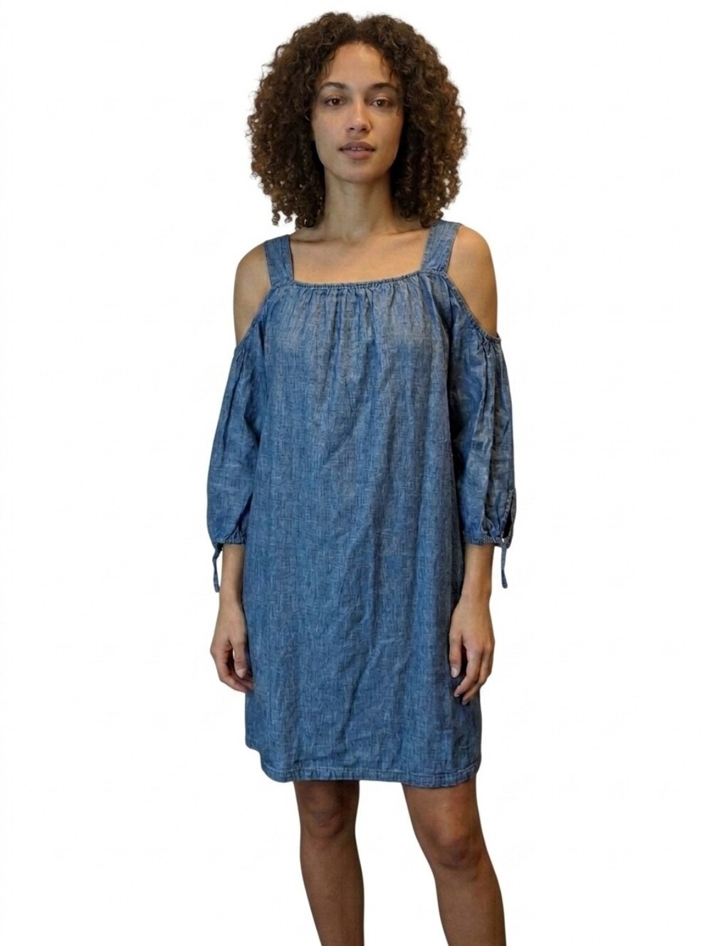 Madewell Dress Linen/Cotton with Cold Shoulders Chambray Dress Size Medium